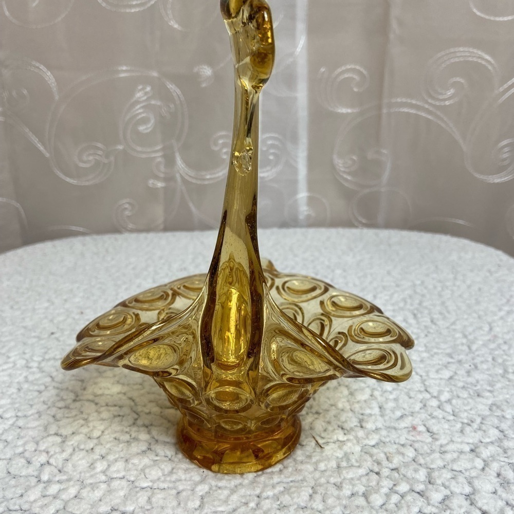 Vintage Kanawha Art Amber Glass Swan Dish - Picture 10 of 10